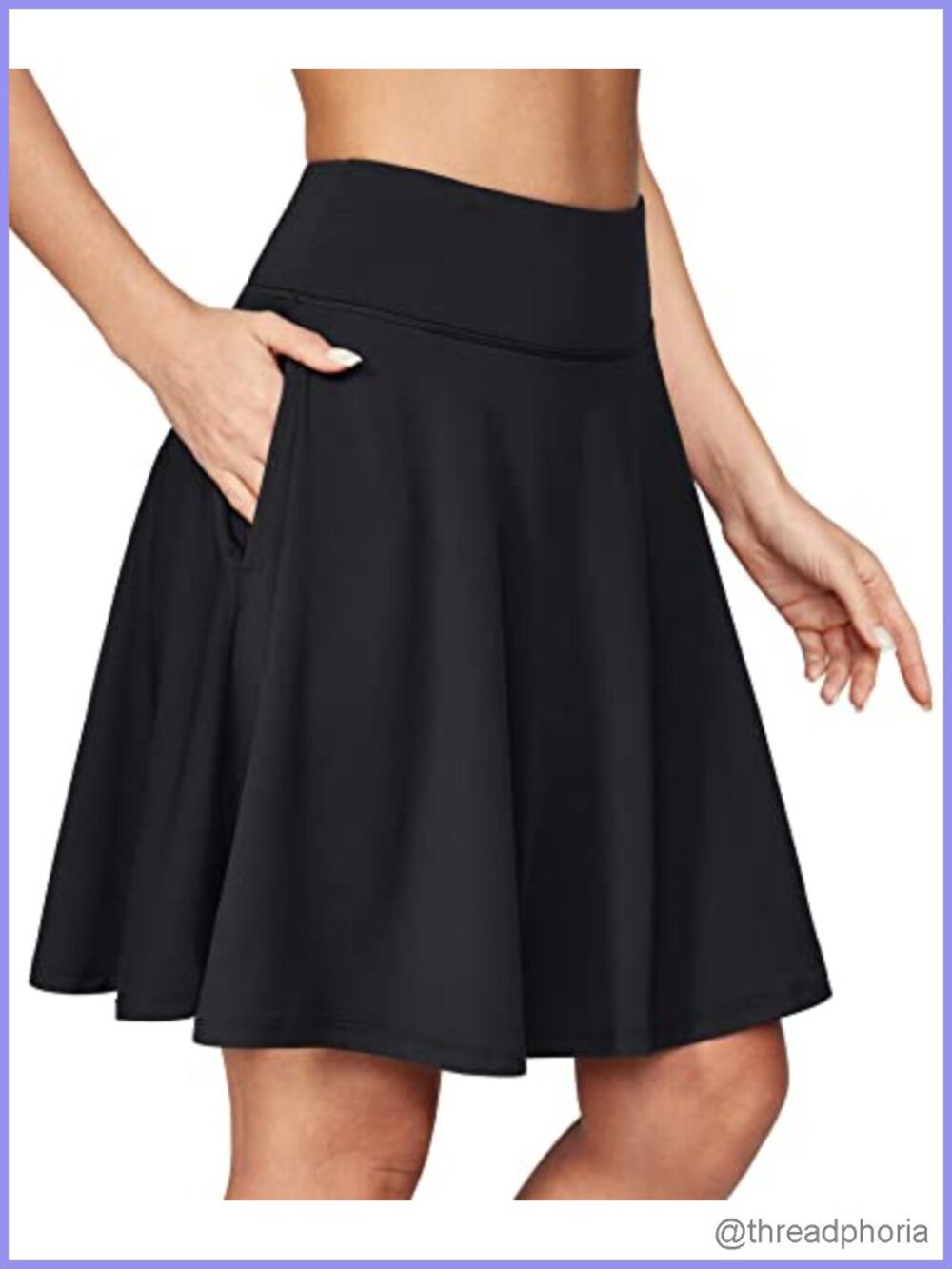 Women's Knee-Length Skort with Pockets, Built-in Shorts, High Waist, 4-Way